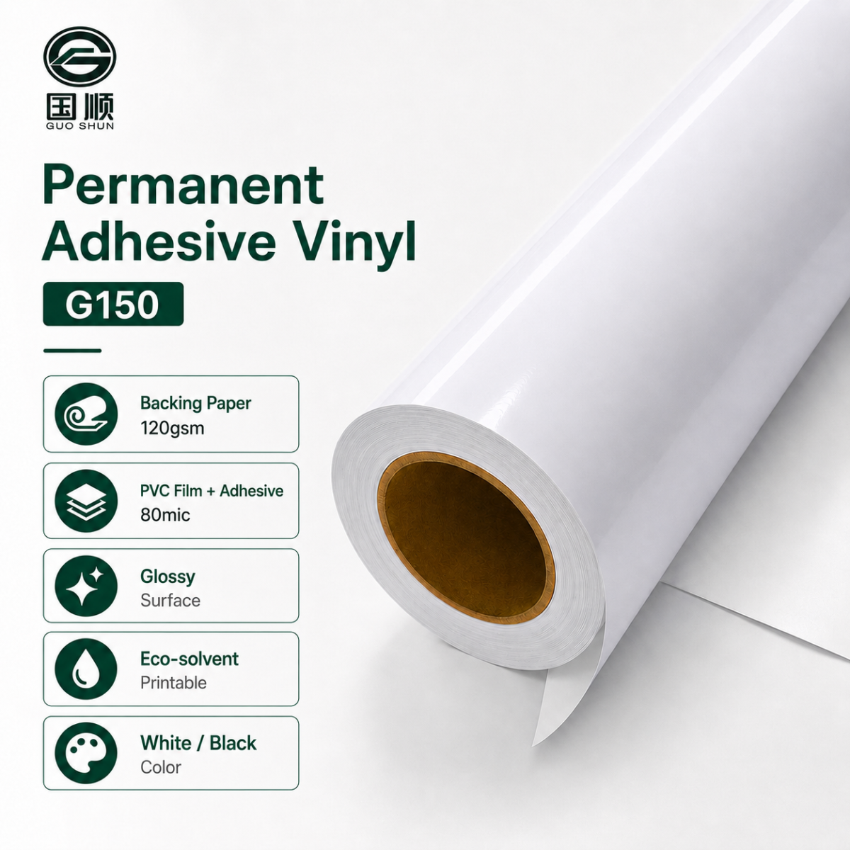 Vinyl Sticker Roll Permanent Adhesive 80mic/140gsm – Wholesale Advertising Material (sav 01)