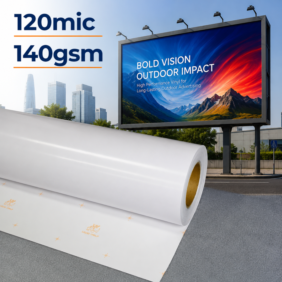 High-tack white vinyl sticker 120mic/140gsm for outdoor advertising (LTL2206)