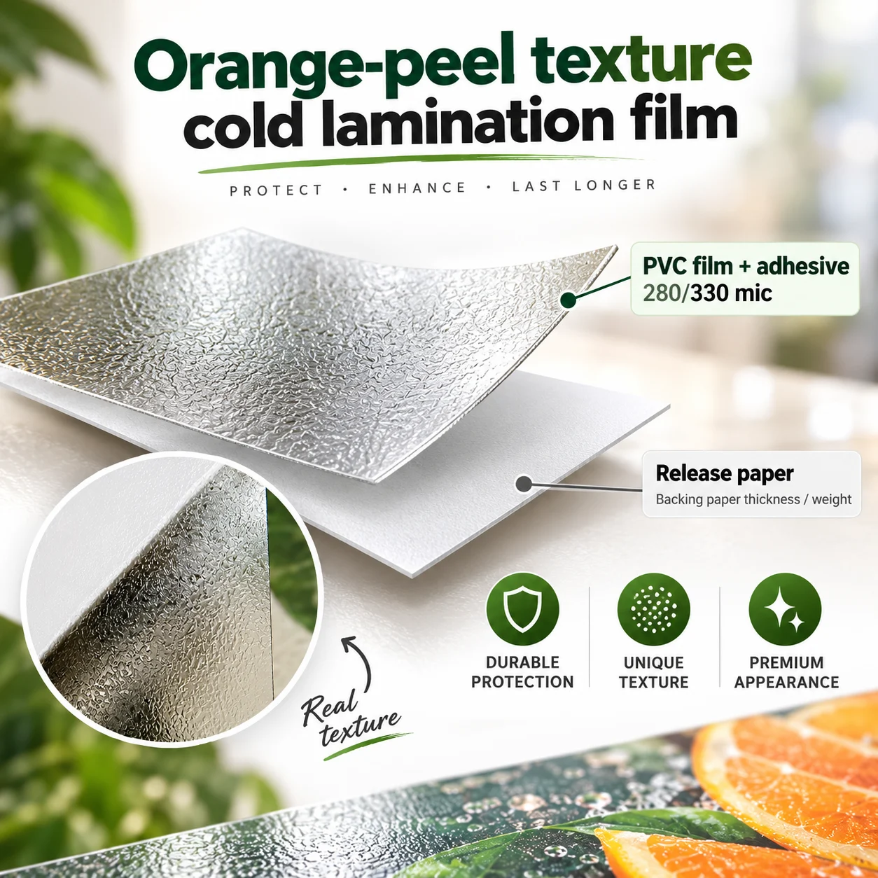 Orange Peel Texture Cold Lamination Film 280/330mic (CLF 16) image 2