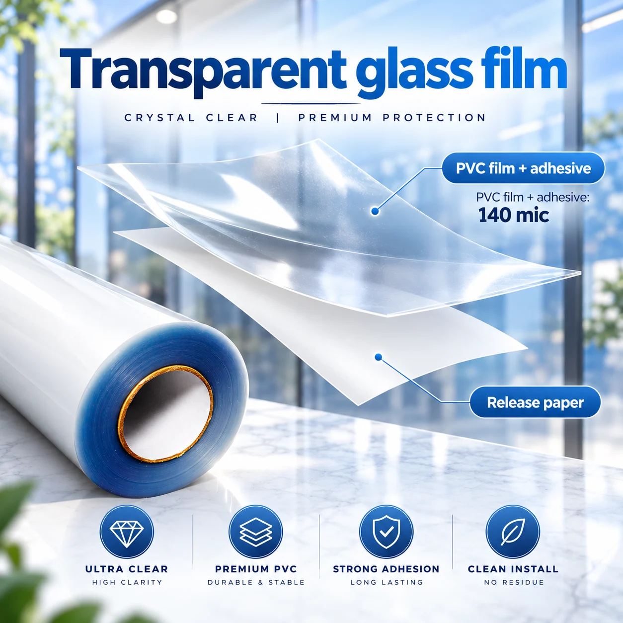 Ultra-clear glass film 140mic（PP 34） image 2