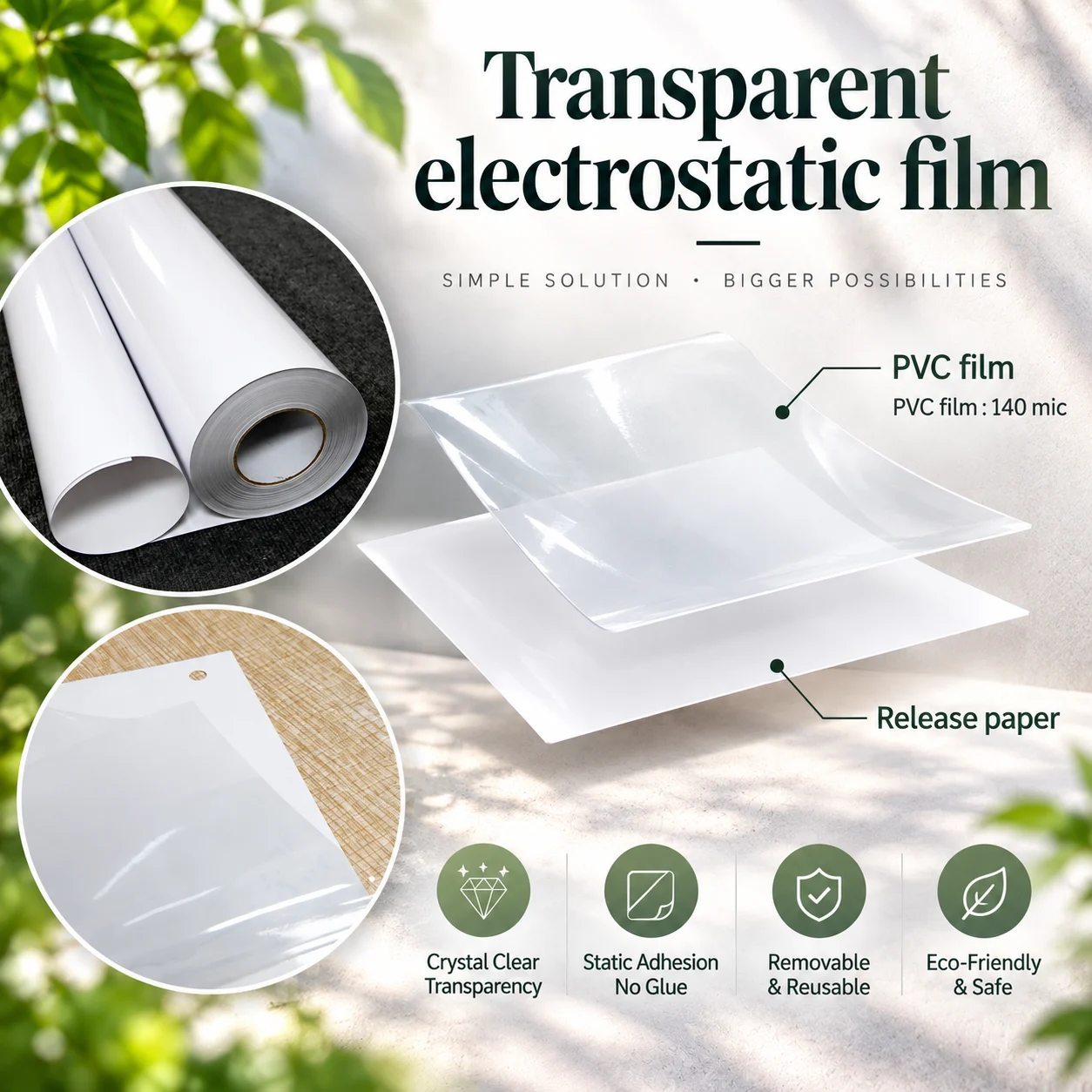 Transparent electrostatic film 140mic（PP 35） image 2