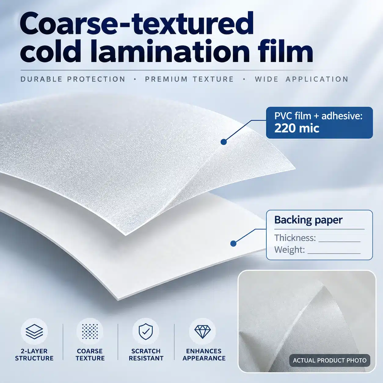 Coarse-textured cold lamination film 170mic/220mic (CLF 12/CLF 13) image 2