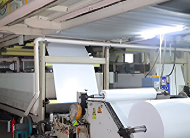 Details of self-adhesive vinyl being produced on the machine.