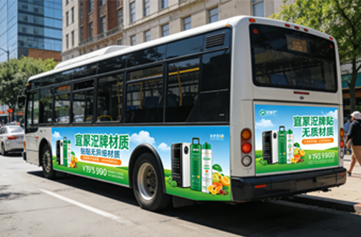 Self-adhesive vinyl is used to apply patterns to the bus.