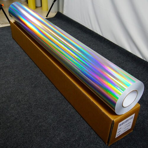 Actual product photos of holographic vinyl rolls