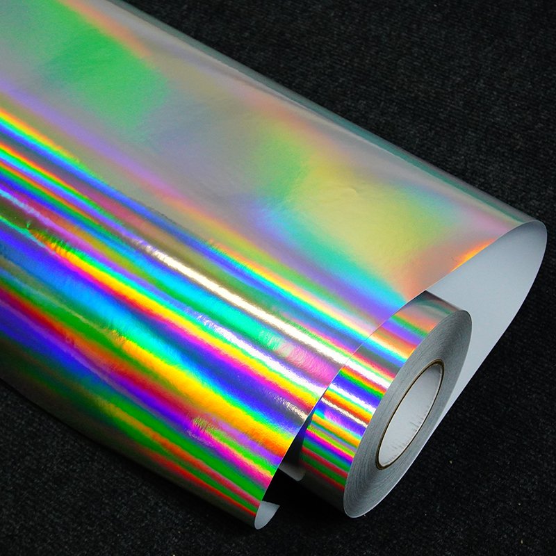 Actual product photos of holographic vinyl rolls