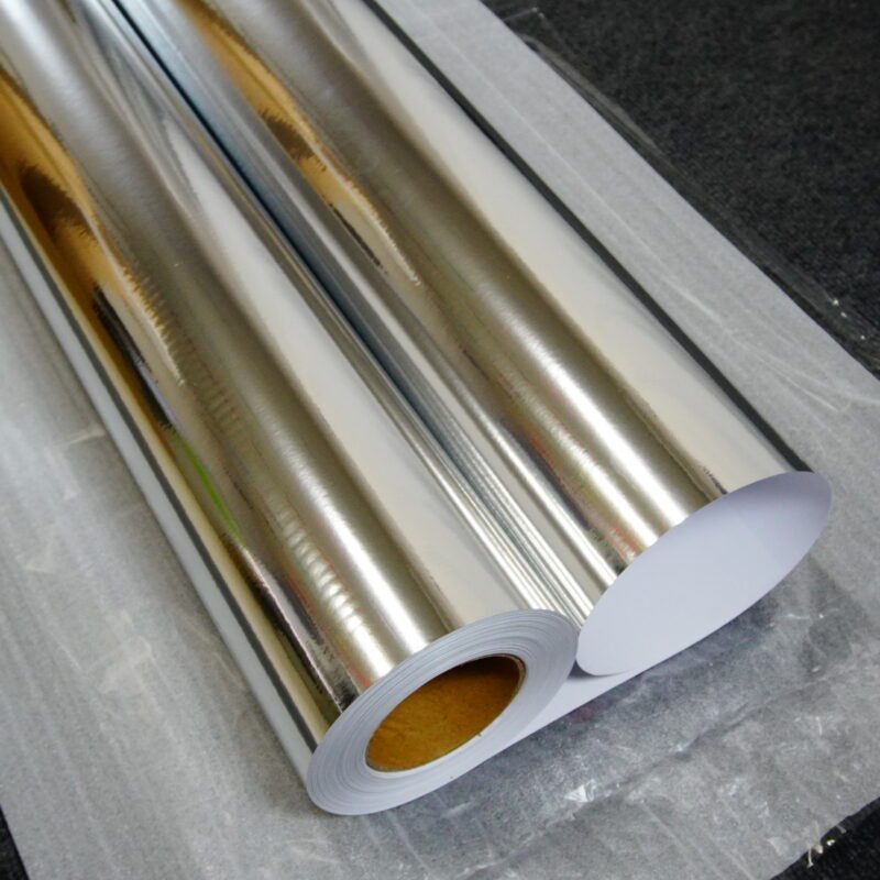 Silver, die-cut, bubble-free, removable vinyl