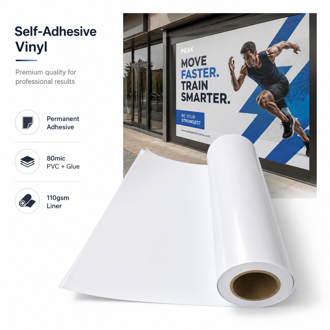 Vinyl Sticker Roll Permanent Adhesive 80mic/140gsm – Wholesale Advertising Material (kg150)